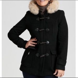 Andrew Marc fur-trim Toggle Coat, dark grey